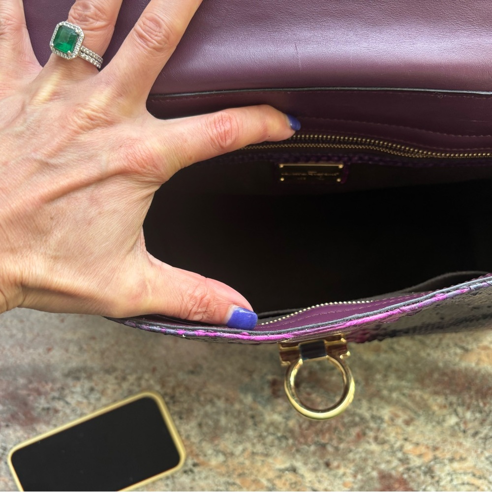 Salvatore Ferragamo Sofia Satchel Python Snake Sk… - image 3